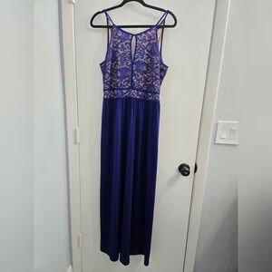 Elegant Blue Lace Maxi Dress